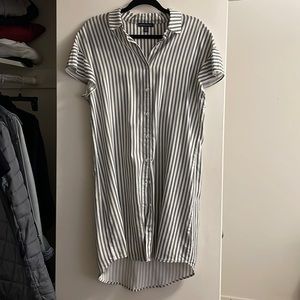 White and Gray Shirt Dress